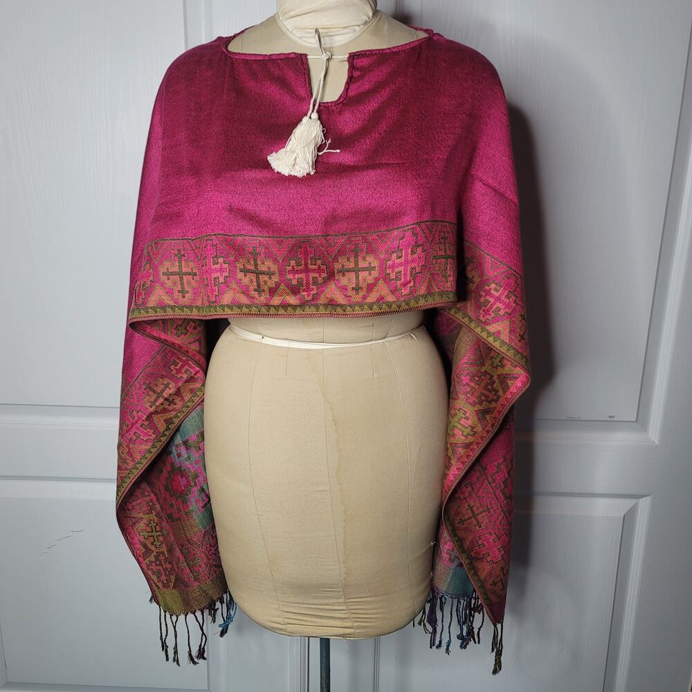 Boho hand-woven Poncho Bohemian Crop top Wrap Western Ethnic Clothing ONE SIZE